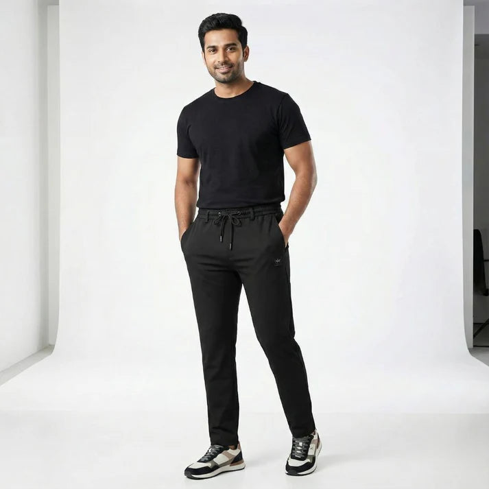 Pack of 3 Offer š Menās Premium-Quality Stretch Lycra Pants | Black, Blue & Grey