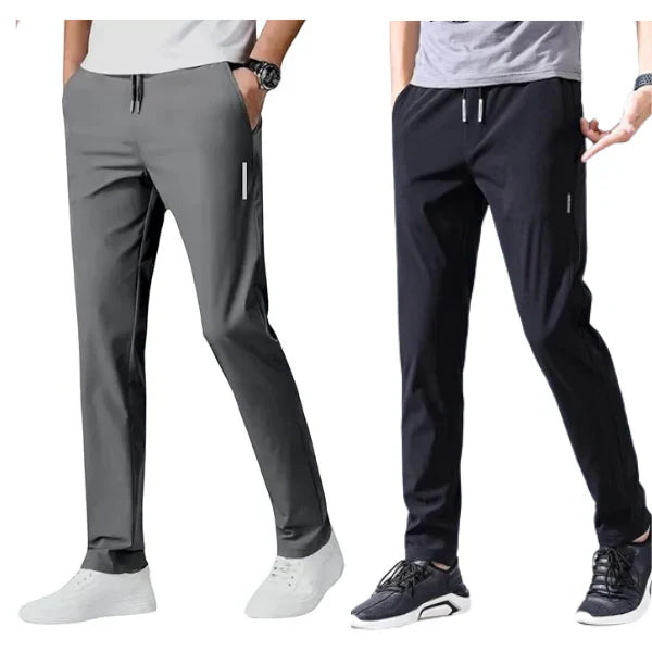Pack of 3 Offer 😍 Men’s Premium-Quality Stretch Lycra Pants | Black, Blue & Grey